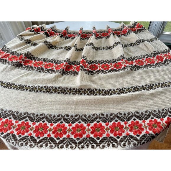 Vintage 70s curtain, beige, brown, red striped woven pleated panel, for each - Picture 4 of 10